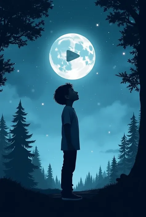 one men boy beground sky night moon and trees YouTube logo
