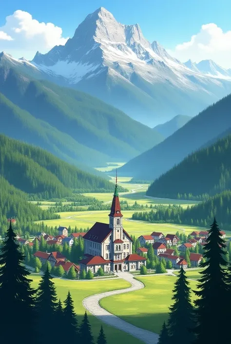 the mountains are covered with spruce, Maple, spruce forests. Very wide is a big village located in the Valley. wide fields.There is a school in the centre of the village.