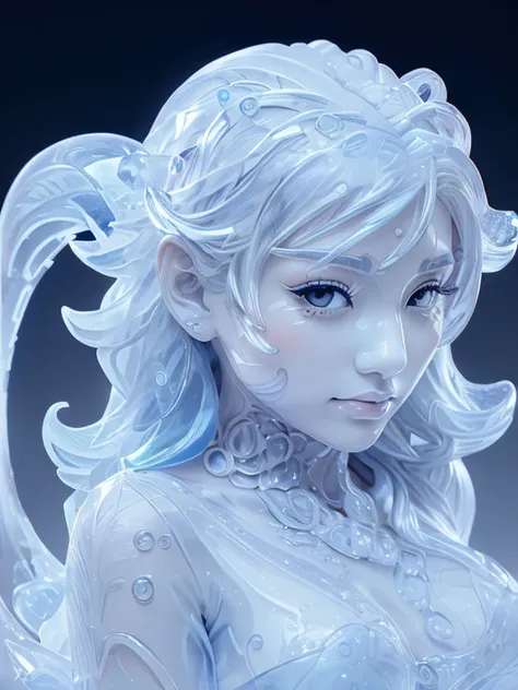 ice statue of a woman，real,Bling background，ice clear colors，Transparent statue，transparent color, masterpiece，（best quality：1.3）， full body high resolution, Best Quality, accurate,  multi-view , live-action,Genuine,photograph1人の女の子, 美しい目,整った顔,cute,生きている,i...