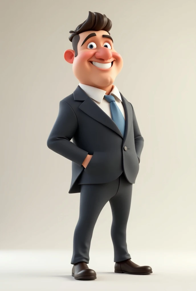 A 3d cartoon american man, well dressed. 