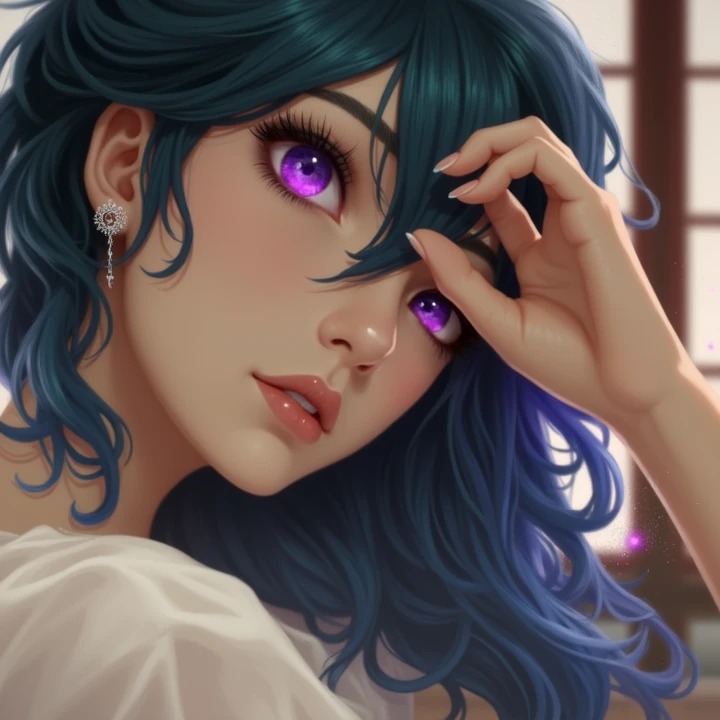 Blue Hair, Purple Eyes, 