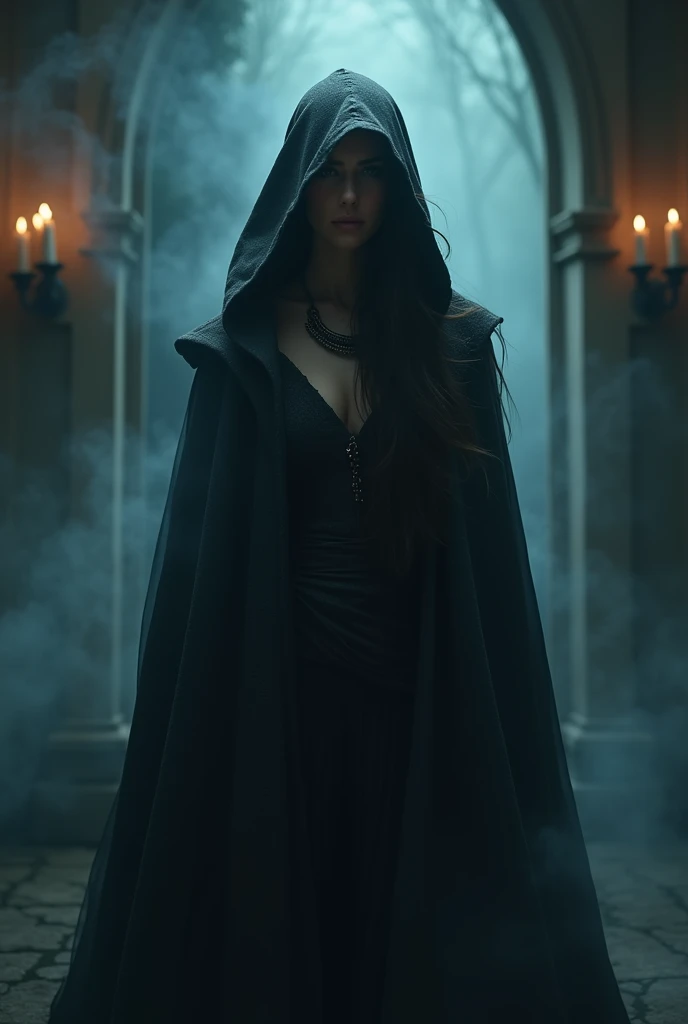 mystival woman in hood