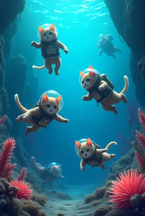 Cats as astronaut in oceans 