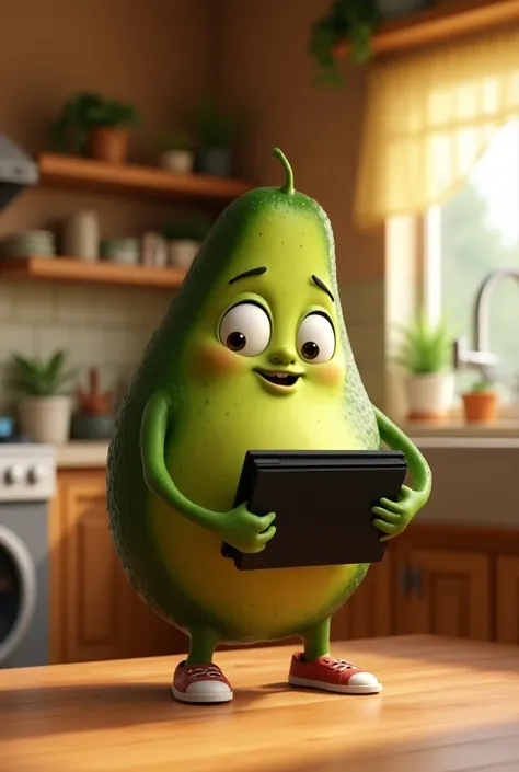 Pixar-style image of an avocado buying your PlayStation and putting it in your kitchen