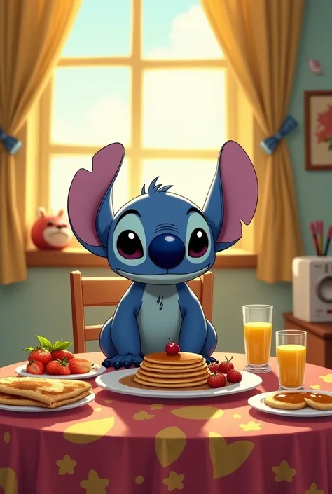 Stitch prend son petit dejeuner 