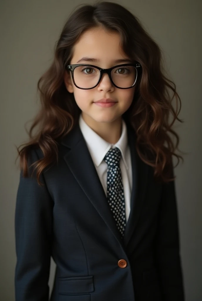  Beautiful Girl　Dark brown hair　Glasses　suit