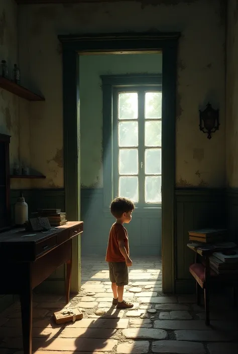 A boy in old house
