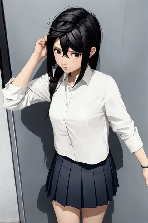 Momo Ayase,High school girl, white shirt, tiny pleated skirt