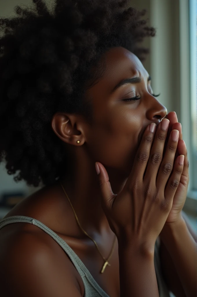 Black woman crying 