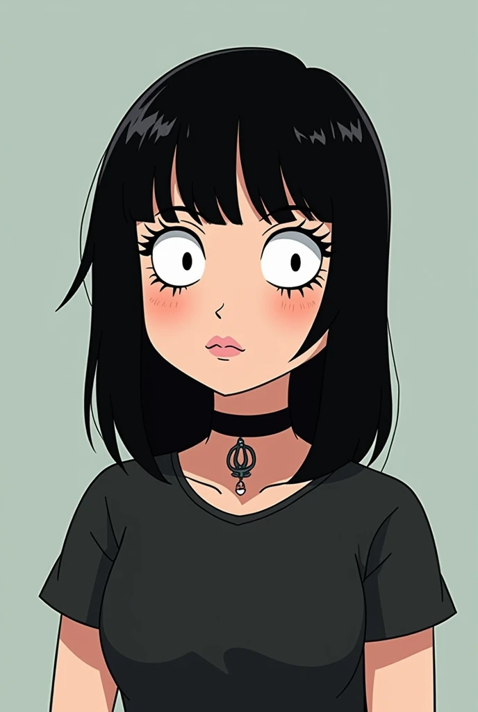 Draw a brunette girl with straight and gothic hair in the style of Family Guy