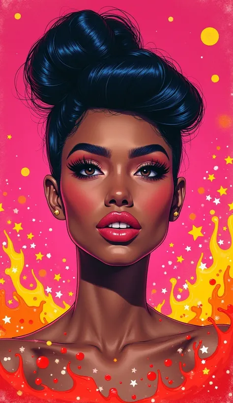 **Magical Pop Art Prompt:**

Create a vibrant pop art illustration that radiates energy and excitement! Center the composition around a captivating figure showcasing a bold expression, filled with confidence and charisma. 

Set against a vivid pink backgro...