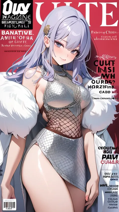 1 girl, ( cute face), Fantasy anime Chainmail, ( Fashion Magazine Cover :1.5), cover, absurdres,  highres icon, ultra detailed, beautiful, masterpiece, best quality
