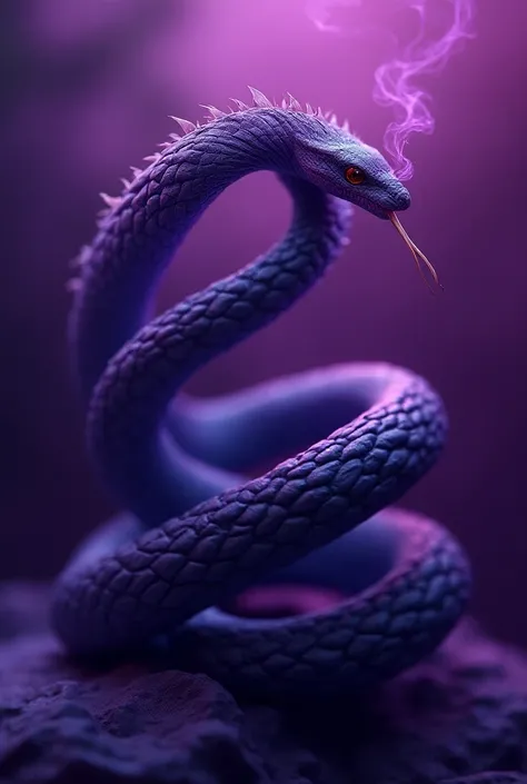 A serpent in violet backround 
With a text of Slithering serpents
