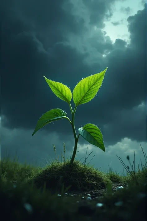 A small plant facing Storm 