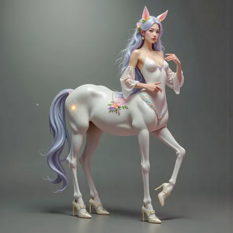 masterpiece,( best quality:1.3),Centaur Girl,Centaur Girl,(Head to body 1：9：1.3)[Imagine:1.0]，[Wide Angle:1.0] best quality，absurd， super detailed，(whole body:1.5)， golden ratio ， super cute beautiful Asian Edoo girl ， very beautiful bright violet eyes ， b...