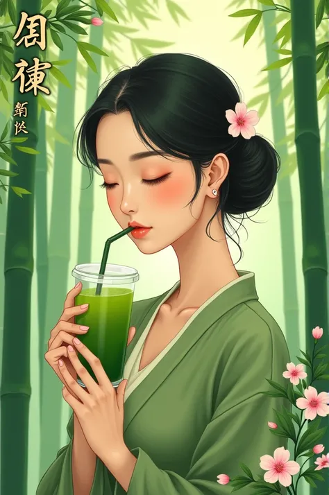 poster advertising an edible matcha green tea drink