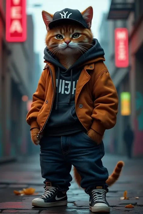 Cat dressed in hip hop clothes