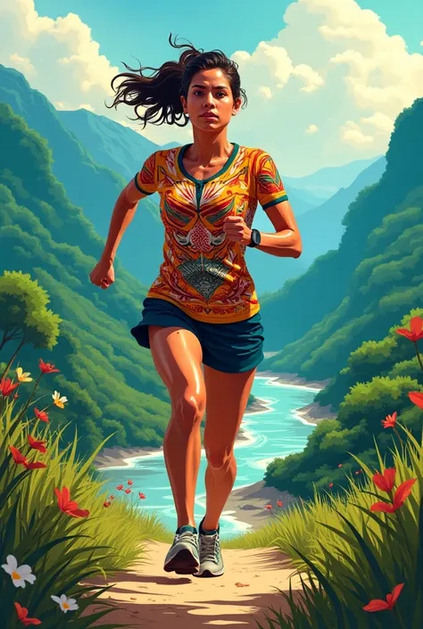 Image of a Valletenzana womens first-race-themed running t-shirt
