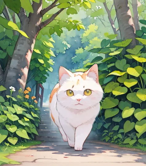 (masterpiece),(Best Quality),( very detailed),( high resolution on down),((Line art)),((watercolor)),16k, wallpaper,三毛猫の very detailedな絵、Crazy Details 、 very detailed猫、 My house with calico cats prowling around 、Calico Munchkin cat walking on the promenade、Old Town in Japan、Road Surrounded by Plants 、tree々 with sunlight 、Another World、The creation of silence、Long Hit、The target is small、