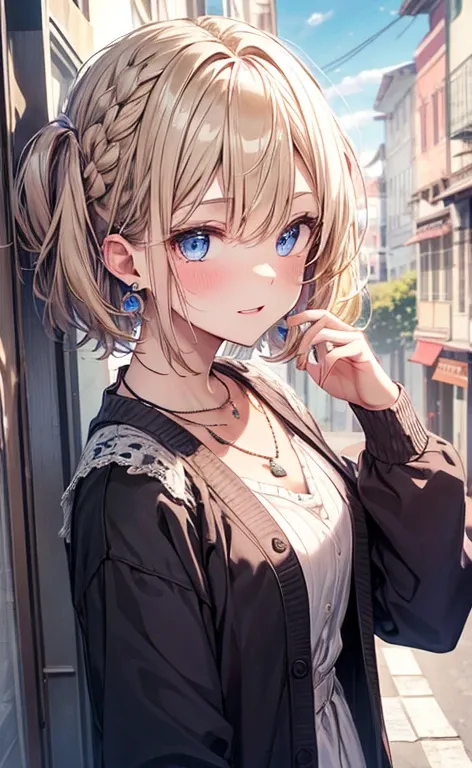  absurd,  ultra-detailed,  bright color ,  very beautifully detailed animated faces and eyes ,  It is in front of the face and body from the right side of  , ;d, Sparkling_skin,Age 25,  short hair, ,  asymmetrical bang,  short blond hair twin tails ,  shin...