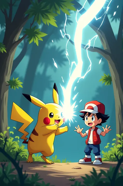 I want a photo of Pikachu hitting Ash with Thunderbolt