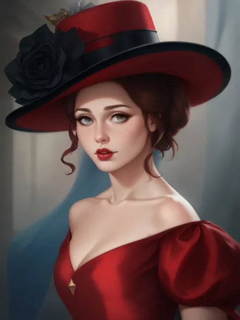   The most beautiful woman in the world ,  The most beautiful woman in the universe .  Beautiful princess in red , red princess , beautiful princess. perfect dress, red dress,  dazzling dress , reddish dress .  Medieval hat ,  perfect hat ,  extremely wond...