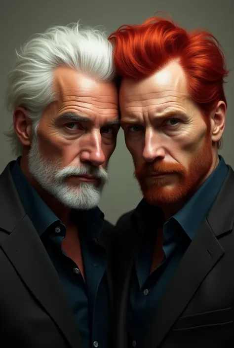 Two men with white hair and red hair 