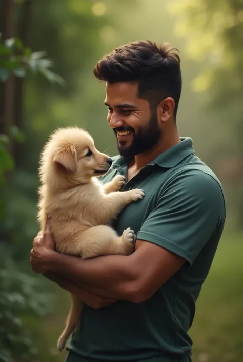 Rohit sharma with puppy