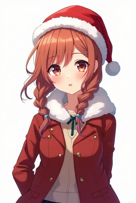 College Girl anime detective chirstmas white background
facing front make different face and hair