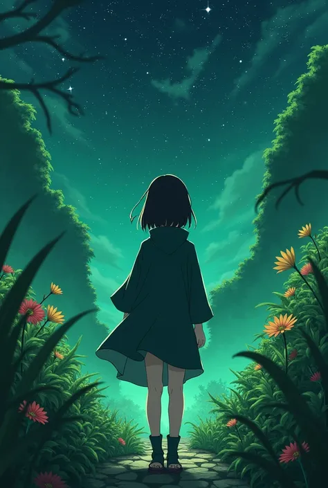  A written image: created by Vickleitora0 title : Kazekages daughter available platform Wattpad Fanfic by Boruto,  green background with plants and stars  