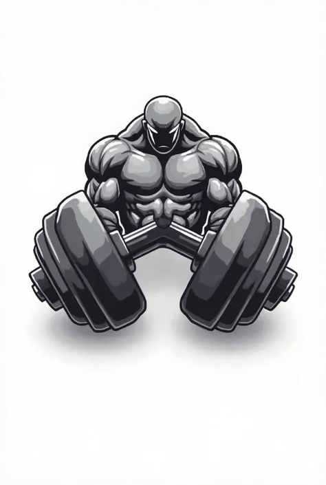 A logo in the shape of dumbbells and muscles in the name of Pro Muscles Supplement Store 