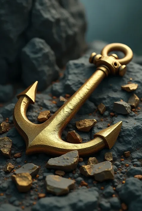 Create a golden anchor destroyed to pieces