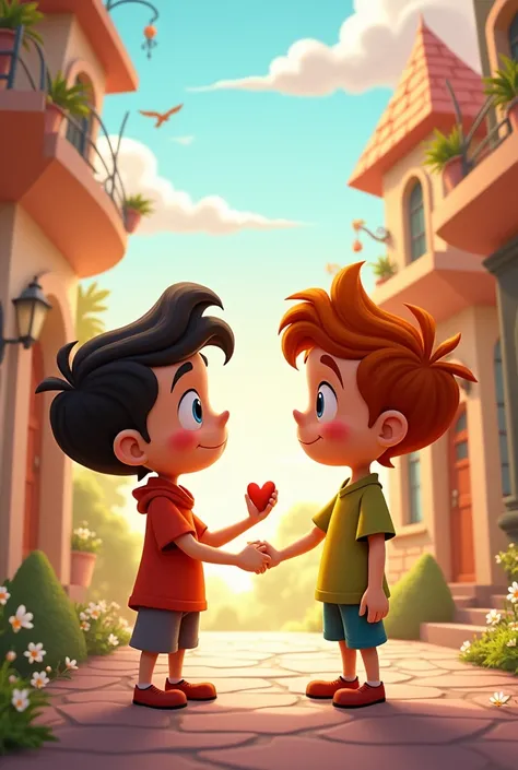 Disney cartoon couple boys makes her girlfriend understood after misunderstanding 