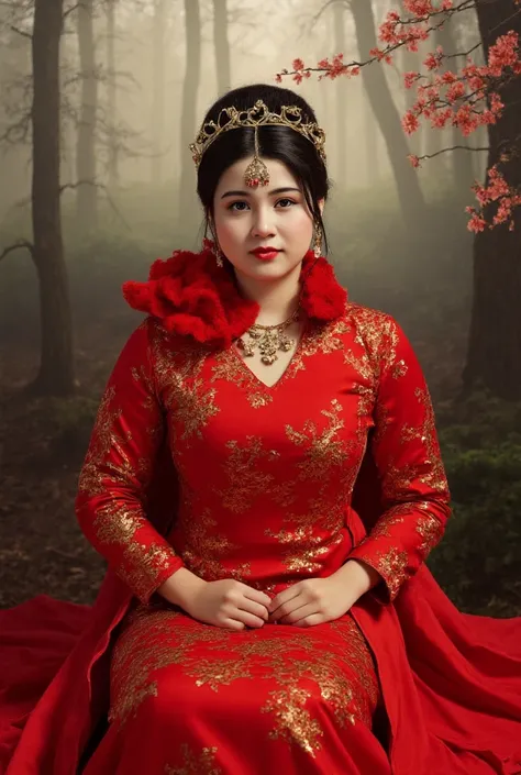  theme and style ：

Real People， using realistic painting style 。
 The story is set in the traditional cultural context of a paper wedding dress 。
 scene and time ：

 and the background is a mountain forest in the evening ，Soft light， The background of the...