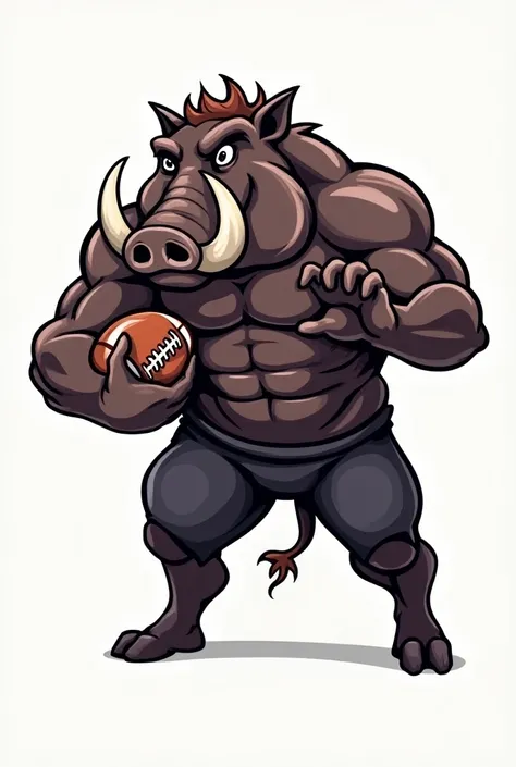 create a logo of a warthog holding a football