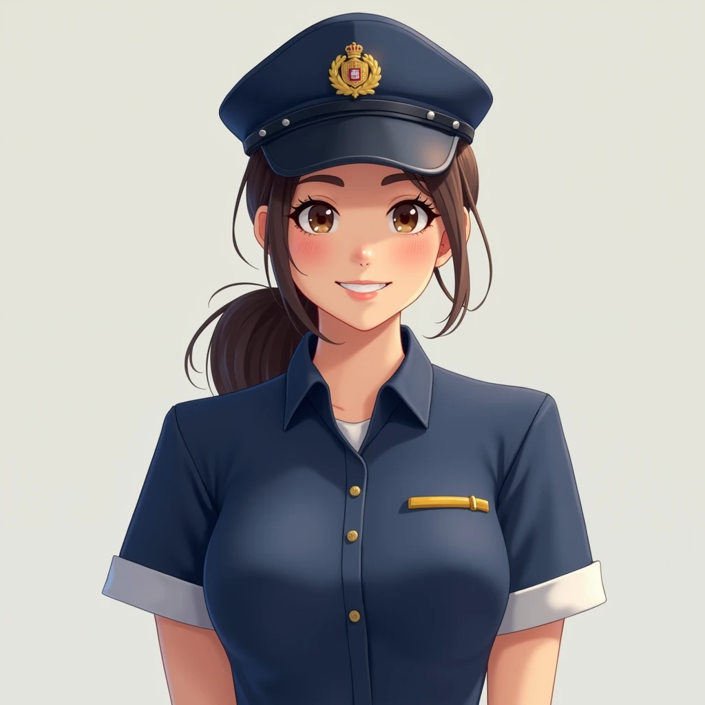 1.Leogirl  navy blue uniform, hat, smile