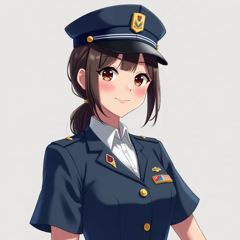 1.Leogirl  navy blue uniform, hat, smile