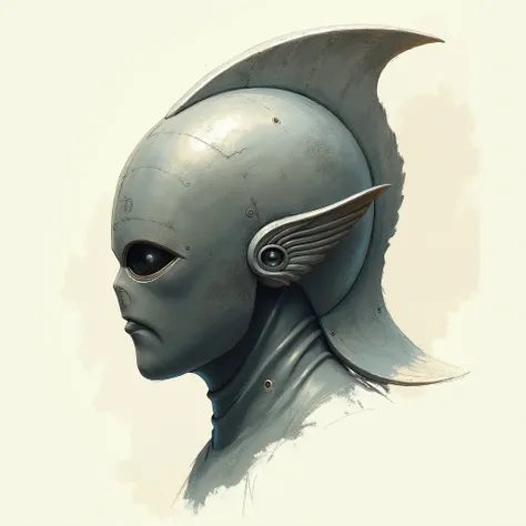 illustration, masterpiece, concept art, ancient atlantean fish-shaped iron helmet, elegant but simple, plain smooth iron, realistic, plausible, cool design, designed by Alan Lee, neutral background, perfect composition, example sketch, extremely detailed, ...