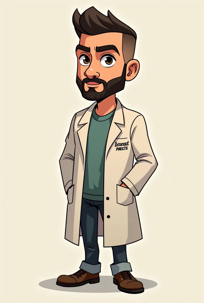 Shave the characters hair and place the Carzeiss logo on the lab coat 