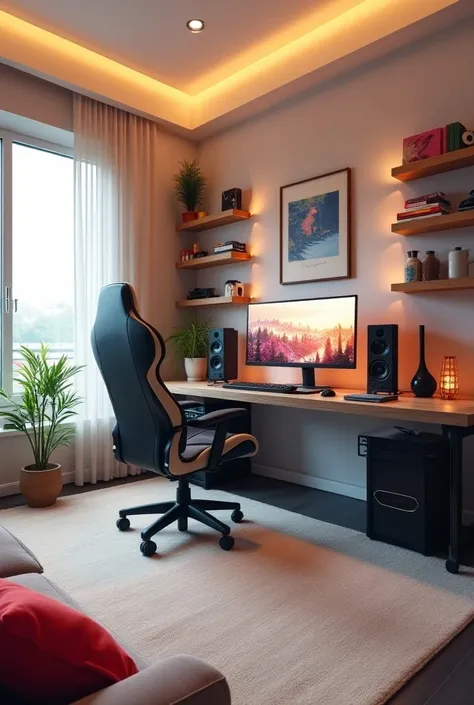 Cute and clean gaming room 