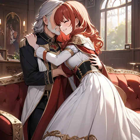 The woman who is the queen of the Kingdom is a beautiful red-haired celica, wears a gorgeous and attractive dress from the kingdom, pledges absolute loyalty and love to the great kings old man, supports her husband in public and private as a wife, and hugs...