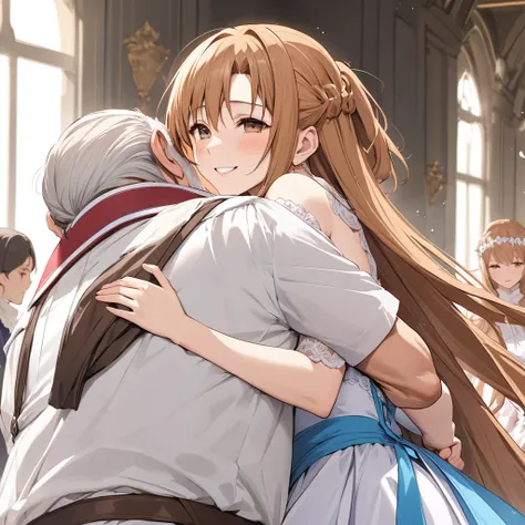  The woman who is the queen of the kingdom is beautiful, bright brown-haired Yuki Asuna, wears a gorgeous and charming dress from the kingdom, pledges absolute loyalty and love to the great kings old man, supports her husband in public and private as a wif...