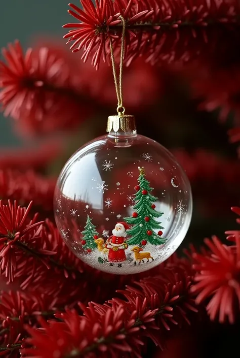 Transparent Christmas ball name TIMOTHÉ Christmas decoration red fir 