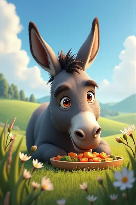 Donkey eats 
