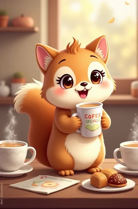 Coffee creamer brand mascot in cute animal,