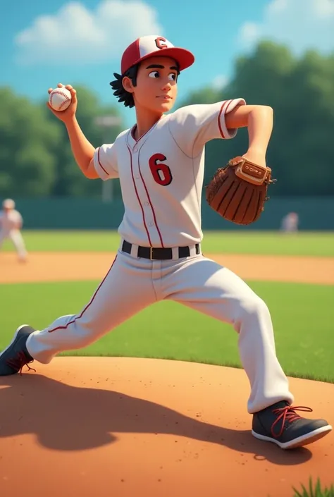 Animated image of a baseball pitcher with the number 6 