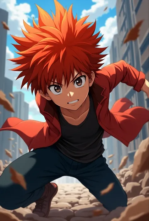  anime-style image of Boku No Hero, Of a red-haired boy 