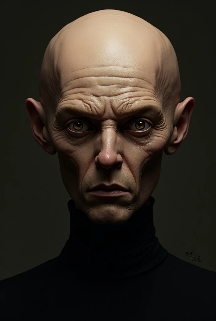   a close up of a drawing of a man with a big head,  a character portrait inspired by Jim Burns , ,  winner of the zbrush central contest  , , Nute Gunray, portrait of a mind flayer, Sidious,  portrait of Emperor Palpatine  , jar jar binks como um lord sit...