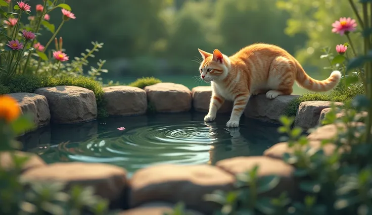 Cat realized the water was no longer usable and decided they needed to clean the pond.
