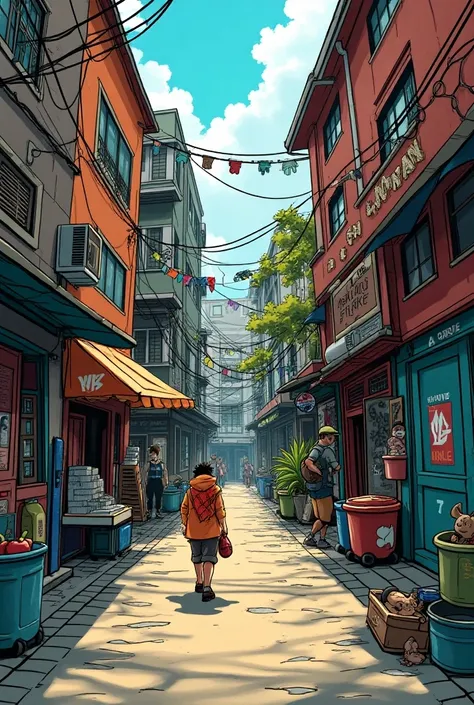 A lively alley from a comic book